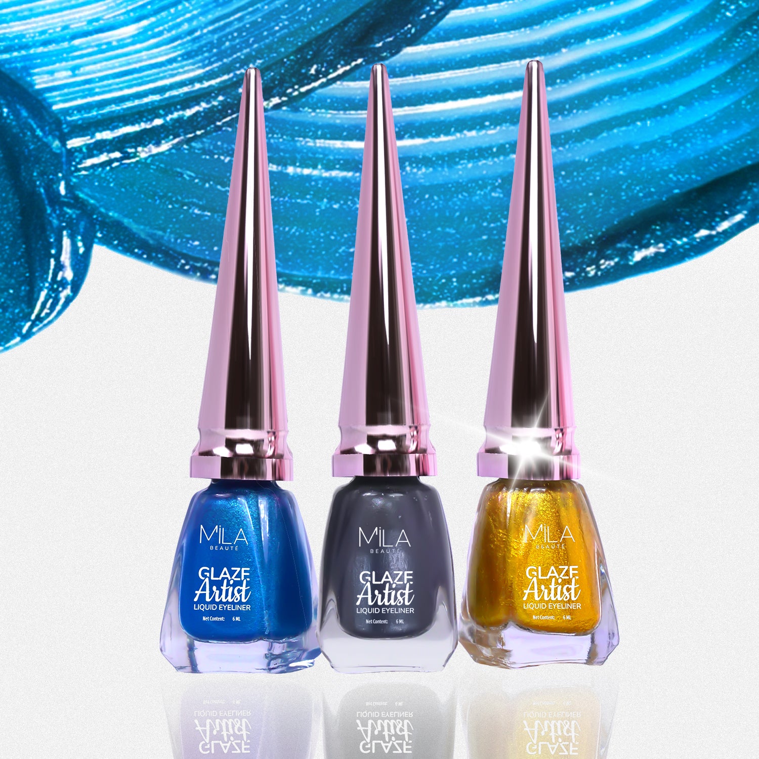 Intense Pigment Waterproof Glaze Artist Liquid Eyeliner- Pack of 3