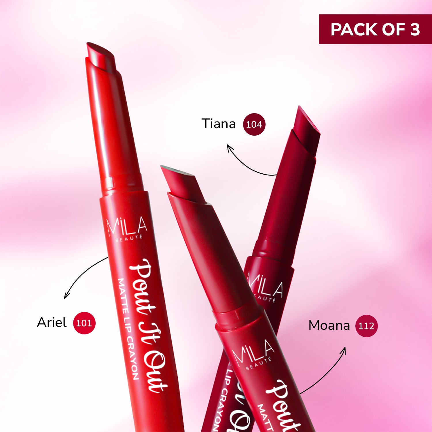 Pout It Out Lip Crayons I Set of 3 Reds & Pinks