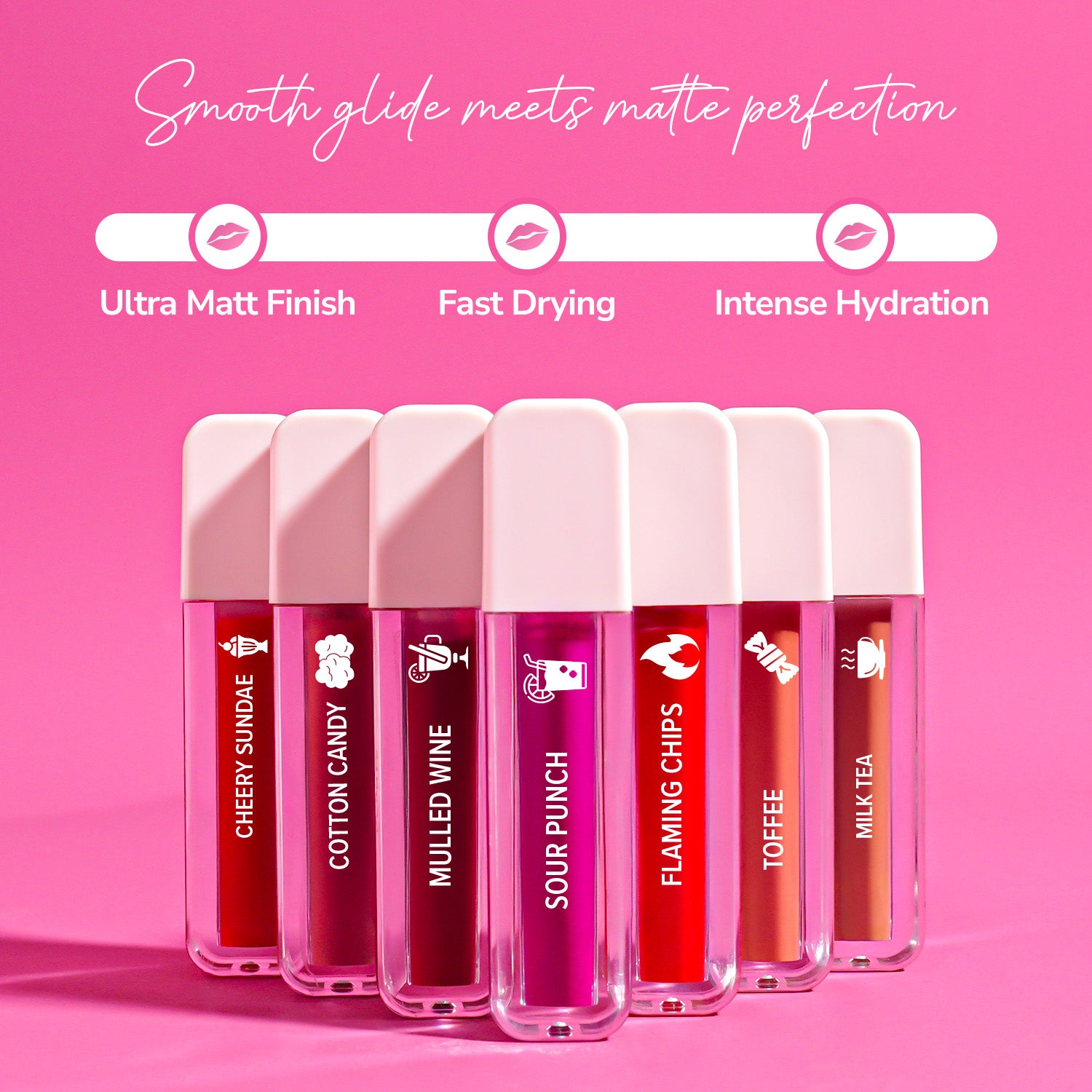 12Hr Non Transfer Mini Liquid Lipsticks I Set of 7