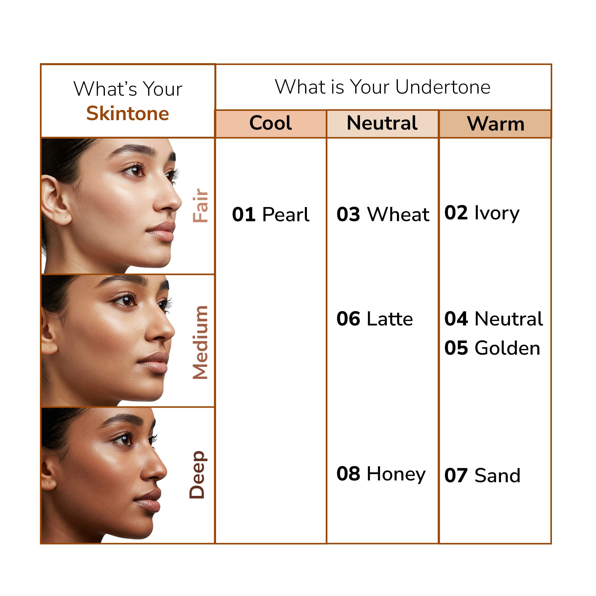 PEARL,IVORY,WHEAT,NEUTRAL,GOLDEN,LATTE,SAND,HONEY