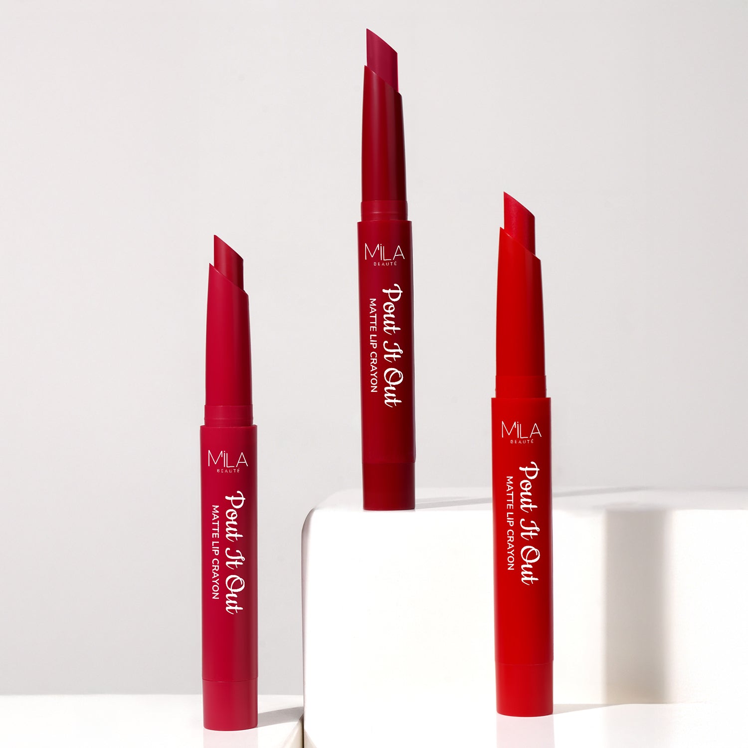 Pout It Out Matte Lip Crayons Set of 3 | Highly Pigmented & Enriched With Jojoba Oil I Reds & Pinks