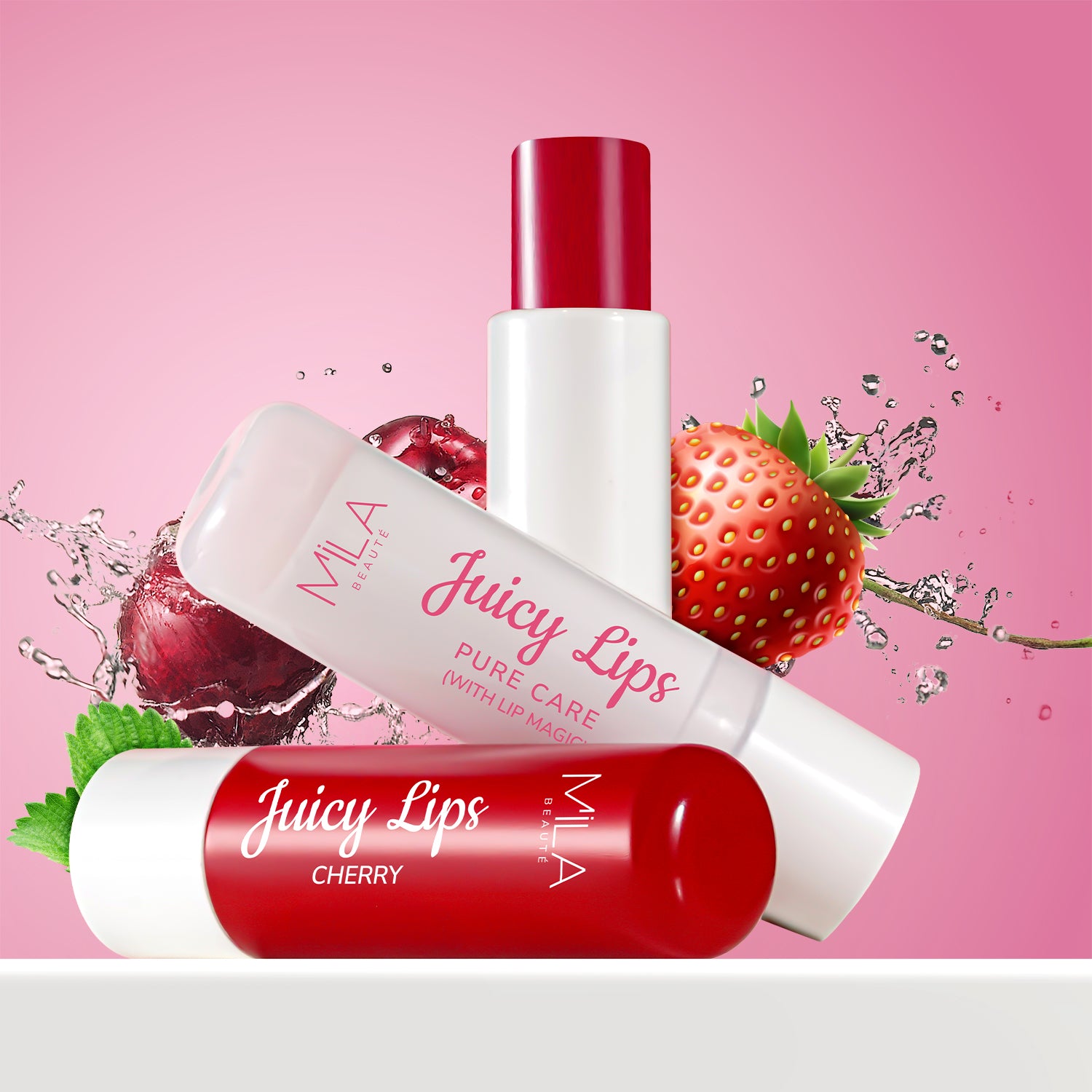 Tinted Juicy Lip Balm with SPF 15 Pack of 3 - pure care | cherry | strawberry