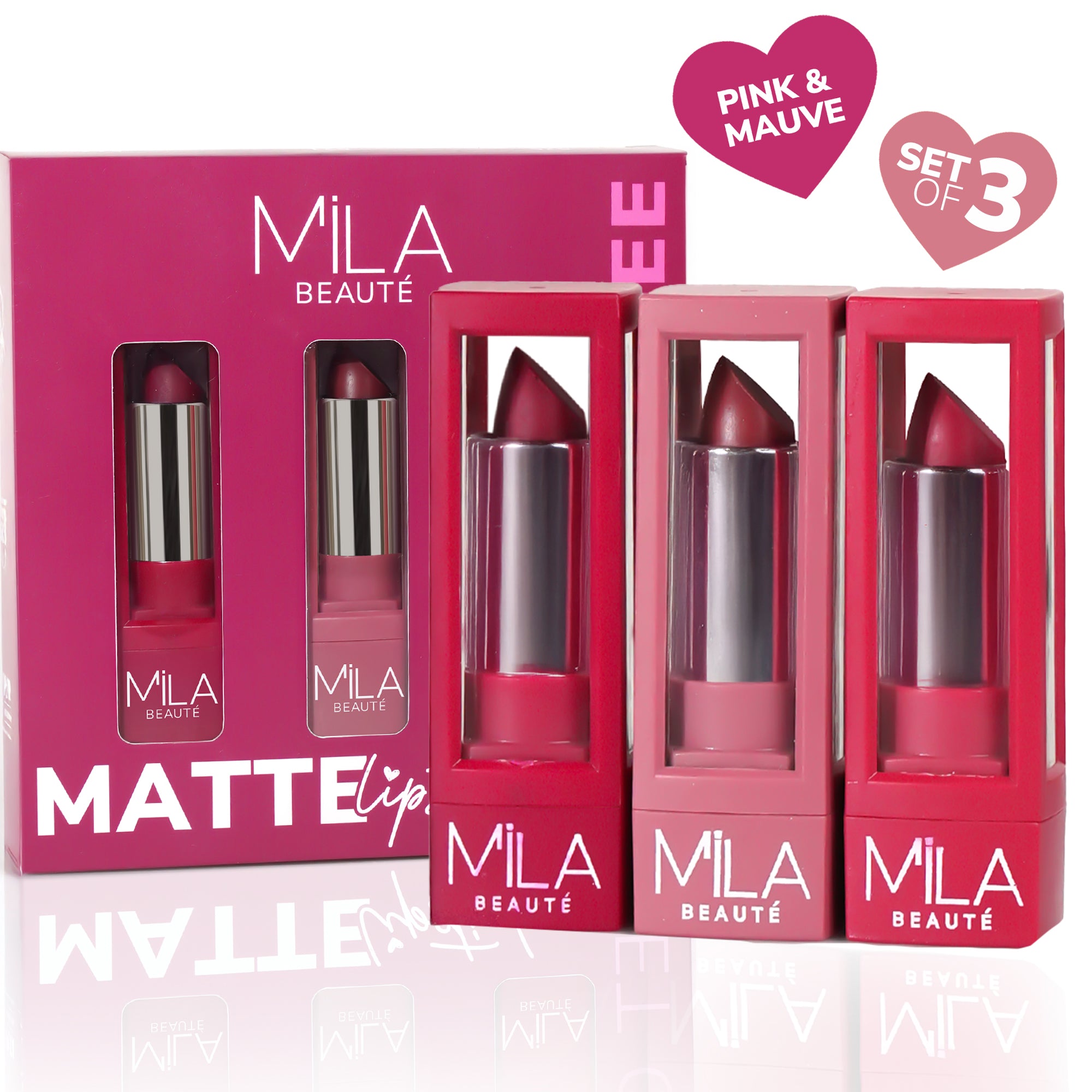 Matte Lipstick Set of 3 Lipstick Matte & Long Lasting Mauves & Pinks